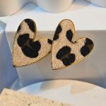 Σκουλαρίκια Κουμπωτά Big Hearts Λεοπάρ - Χρυσό