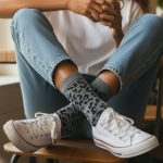 Κάλτσες Unisex Ψηλές Leopard Spots - Γκρι