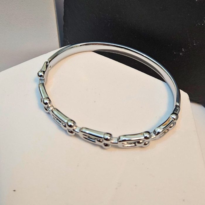 Βραχιόλι Χειροπέδα με Pattern Αλυσίδα - Ασημί - Image 2