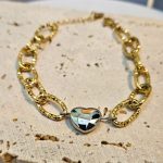 Βραχιόλι Αλυσίδα με Ασημί Καρδιά - Χρυσό