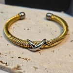 Βραχιόλι Open με Ασημί X Cross Λεπτομέρεια - Χρυσό