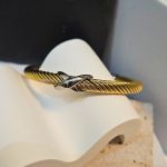 Βραχιόλι Open με Ασημί X Cross Λεπτομέρεια - Χρυσό - Image 3