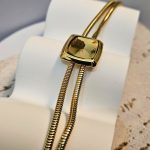 Βραχιόλι Διπλή Αλυσίδα με Τετράγωνη Λεπτομέρεια - Χρυσό - Image 3