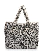 Γούνινη τσάντα ώμου XY-2408 - Ασπρο/Μαύρο - Image 2