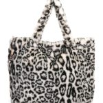 Γούνινη τσάντα ώμου XY-2408 - Ασπρο/Μαύρο