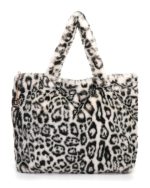 Γούνινη τσάντα ώμου XY-2408 - Ασπρο/Μαύρο