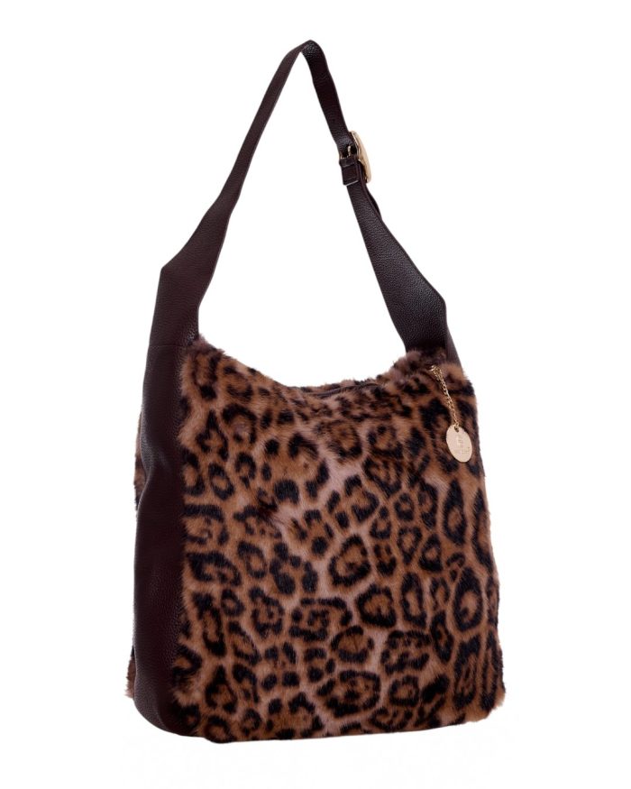 Γούνινη τσάντα ώμου XY-2515 - Animal Print - Image 3