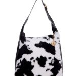 Γούνινη τσάντα ώμου XY-2515 - Ασπρο/Μαύρο