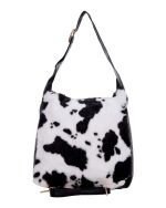 Γούνινη τσάντα ώμου XY-2515 - Ασπρο/Μαύρο - Image 3