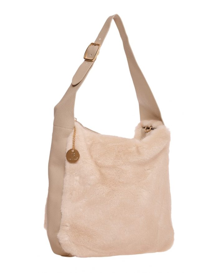 Γούνινη τσάντα ώμου XY-2515 - Μπέζ - Image 2