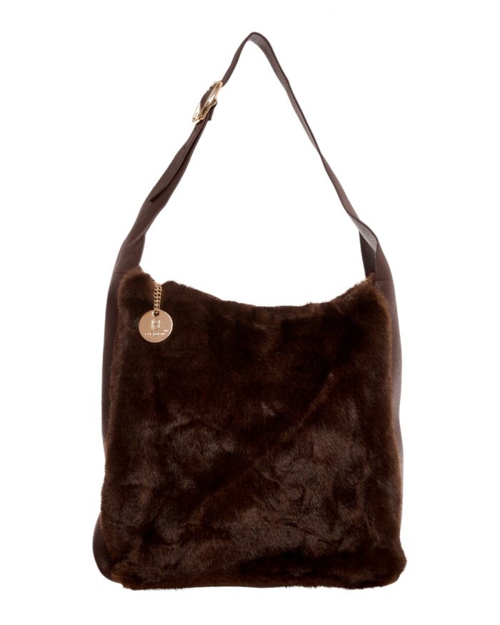 Γούνινη τσάντα ώμου XY-2515 - Καφέ - Image 2