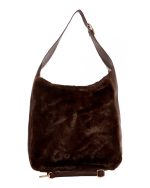 Γούνινη τσάντα ώμου XY-2515 - Καφέ