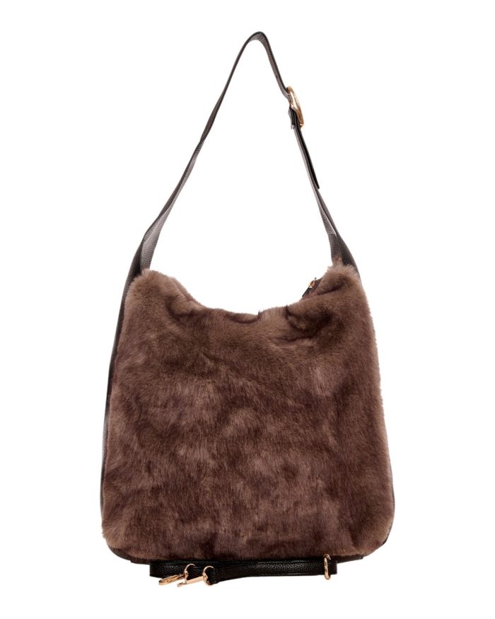 Γούνινη τσάντα ώμου XY-2515 - Χακί - Image 3