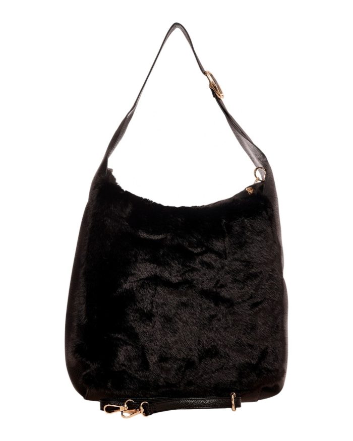 Γούνινη τσάντα ώμου XY-2515 - Μαύρο - Image 3