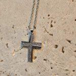 Κολιέ Σταυρός με Στρας - Ασημί