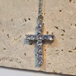 Κολιέ Σταυρός με Ζιργκόν - Ασημί - Image 2