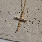 Κολιέ Σταυρός Thin με Στρας - Χρυσό