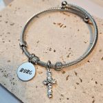 Βραχιόλι Γούρι 2026 Open Σταυρουδάκι με Στρας - Ασημί