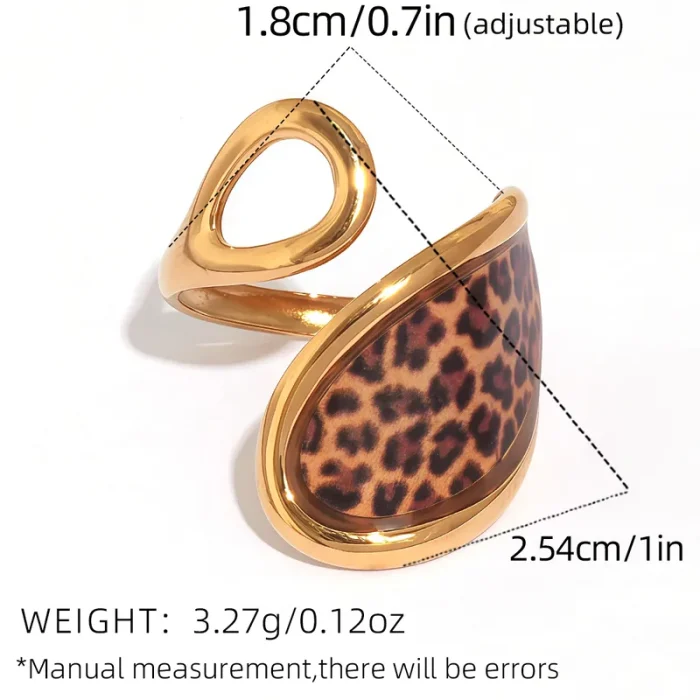 Δαχτυλίδι Ρυθμιζόμενο Animal Print Leo - Χρυσό - Image 2