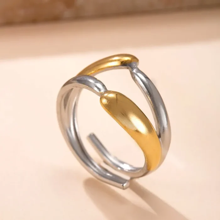 Δαχτυλίδι Ρυθμιζόμενο Lydia - Δίχρωμο - Image 2