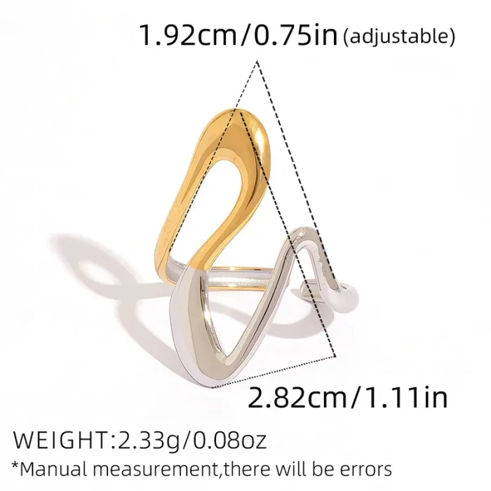Δαχτυλίδι Ρυθμιζόμενο Pulse - Δίχρωμο - Image 3