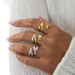 Δαχτυλίδι Γυναικείο Ρυθμιζόμενο Κύκλος Διπλό Δίχρωμο