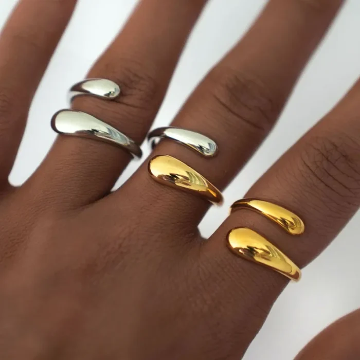 Δαχτυλίδι Ρυθμιζόμενο Flow - Ασημί - Image 2