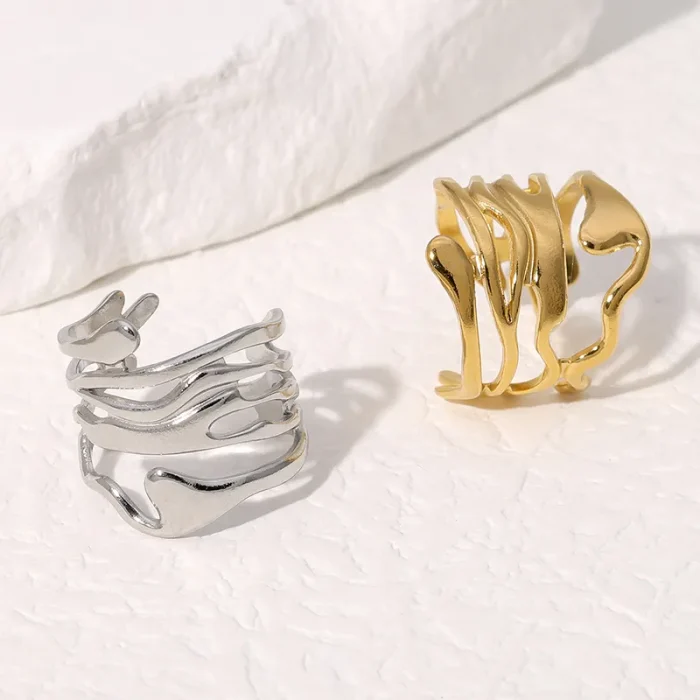 Δαχτυλίδι Ρυθμιζόμενο Melt - Ασημί - Image 3