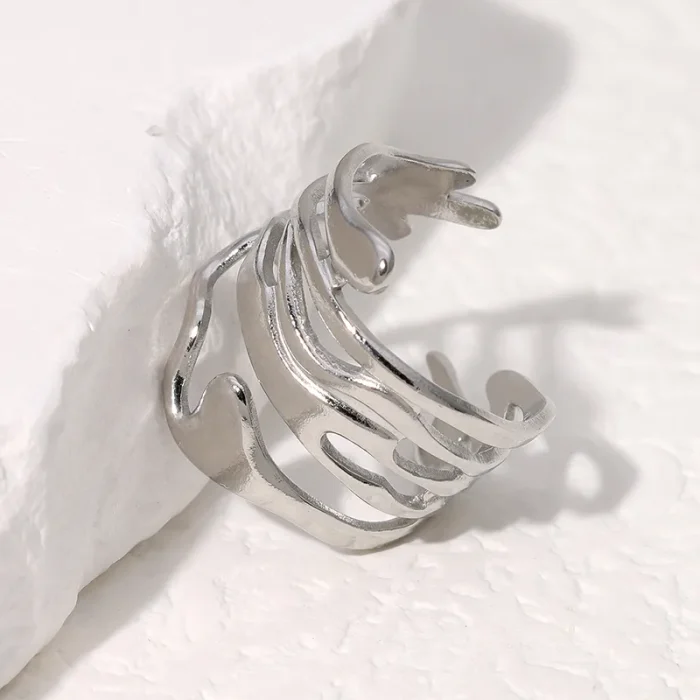 Δαχτυλίδι Ρυθμιζόμενο Melt - Ασημί - Image 2