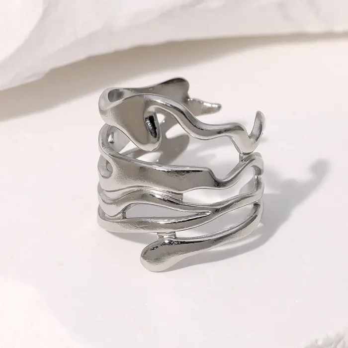 Δαχτυλίδι Ρυθμιζόμενο Melt - Ασημί - Image 4