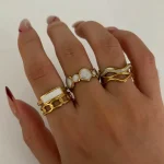 Δαχτυλίδι Ρυθμιζόμενο Thalia Λευκή Πέτρα - Χρυσό - Image 3