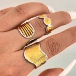 Δαχτυλίδι Ρυθμιζόμενο Stripes - Δίχρωμο - Image 2