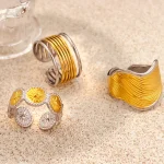 Δαχτυλίδι Ρυθμιζόμενο Stripes - Δίχρωμο - Image 3