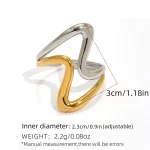 Δαχτυλίδι Ρυθμιζόμενο Wavy - Δίχρωμο - Image 3