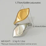 Δαχτυλίδι Ρυθμιζόμενο Double Leaf - Δίχρωμο - Image 4