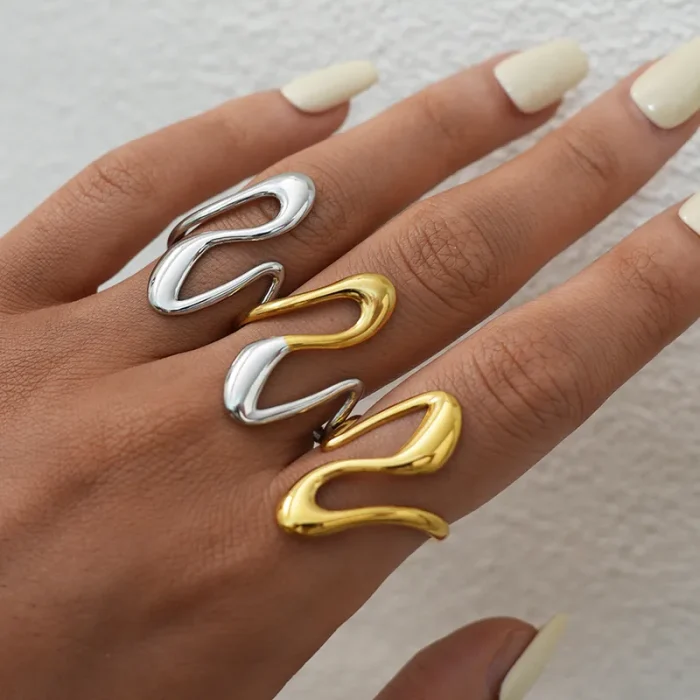 Δαχτυλίδι Ρυθμιζόμενο Pulse - Χρυσό - Image 2