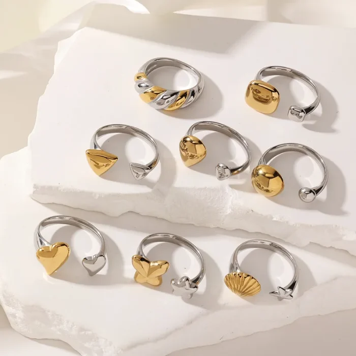 Δαχτυλίδι Ρυθμιζόμενο Double Dots - Δίχρωμο - Image 2