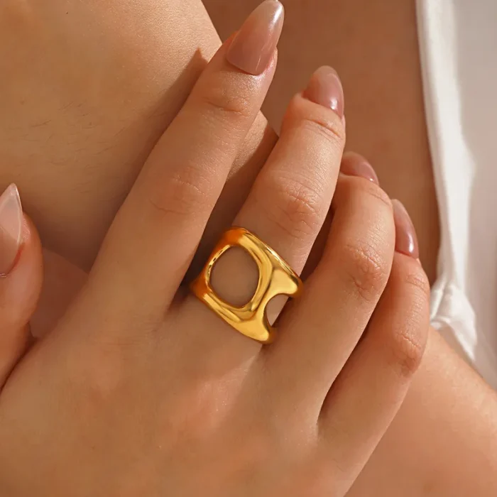 Δαχτυλίδι Ρυθμιζόμενο Round Hole - Χρυσό - Image 2