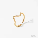 Δαχτυλίδι Ρυθμιζόμενο Thin Curve με Στρας - Χρυσό