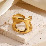 Δαχτυλίδι Ρυθμιζόμενο Round Hole - Χρυσό