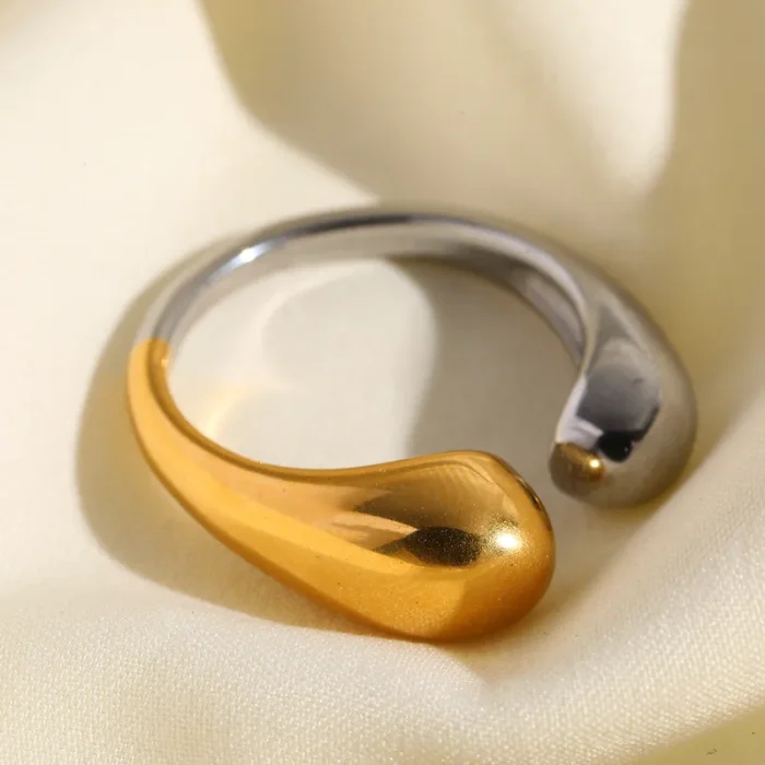 Δαχτυλίδι Ρυθμιζόμενο Half Cara - Δίχρωμο - Image 2