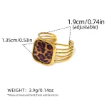 Δαχτυλίδι Ρυθμιζόμενο Square με Λεοπάρ Πέτρα - Χρυσό - Image 3