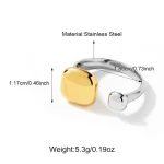 Δαχτυλίδι Ρυθμιζόμενο Double Squares - Δίχρωμο