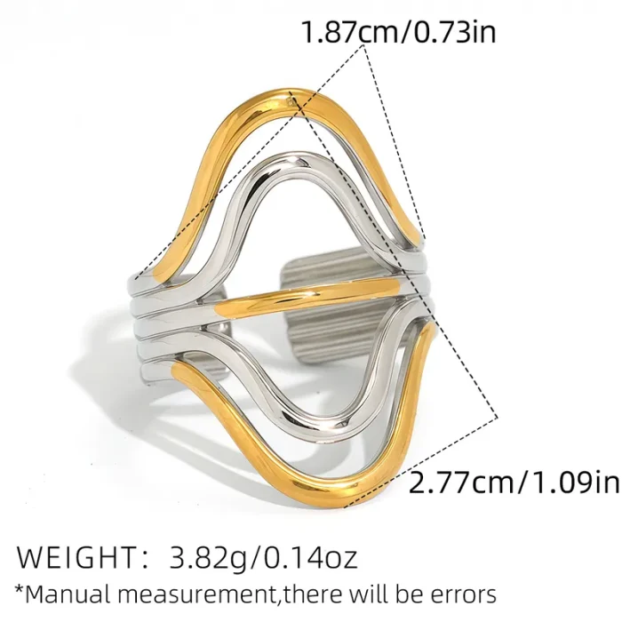 Δαχτυλίδι Ρυθμιζόμενο Almond - Δίχρωμο - Image 3