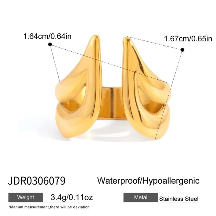 Δαχτυλίδι Ρυθμιζόμενο Pointy - Χρυσό - Image 2