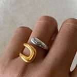 Δαχτυλίδι Γυναικείο Ρυθμιζόμενο Κύκλος Διπλό Δίχρωμο