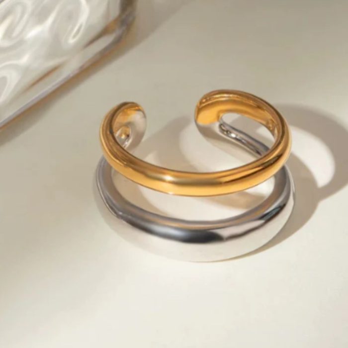 Δαχτυλίδι Γυναικείο Ρυθμιζόμενο Κύκλος Διπλό Δίχρωμο