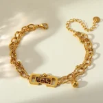 Βραχιόλι Αλυσίδα Λεοπάρ Πέτρα - Χρυσό