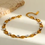 Βραχιόλι Ιδιαίτερη Αλυσίδα Agnes με Διαμαντάκια - Χρυσό