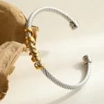 Βραχιόλι Open Πλεκτό Spiral - Δίχρωμο